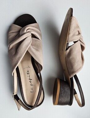 Le Pepite Italy Dusty Mauve Twist Front With Wine Circular Heel Leather Sandals